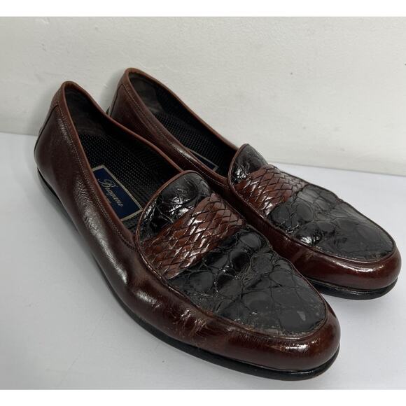 Bragano Loafers Brown Black Woven Genuine Crocodile Leather Italy Men’s 9.5M main image 8